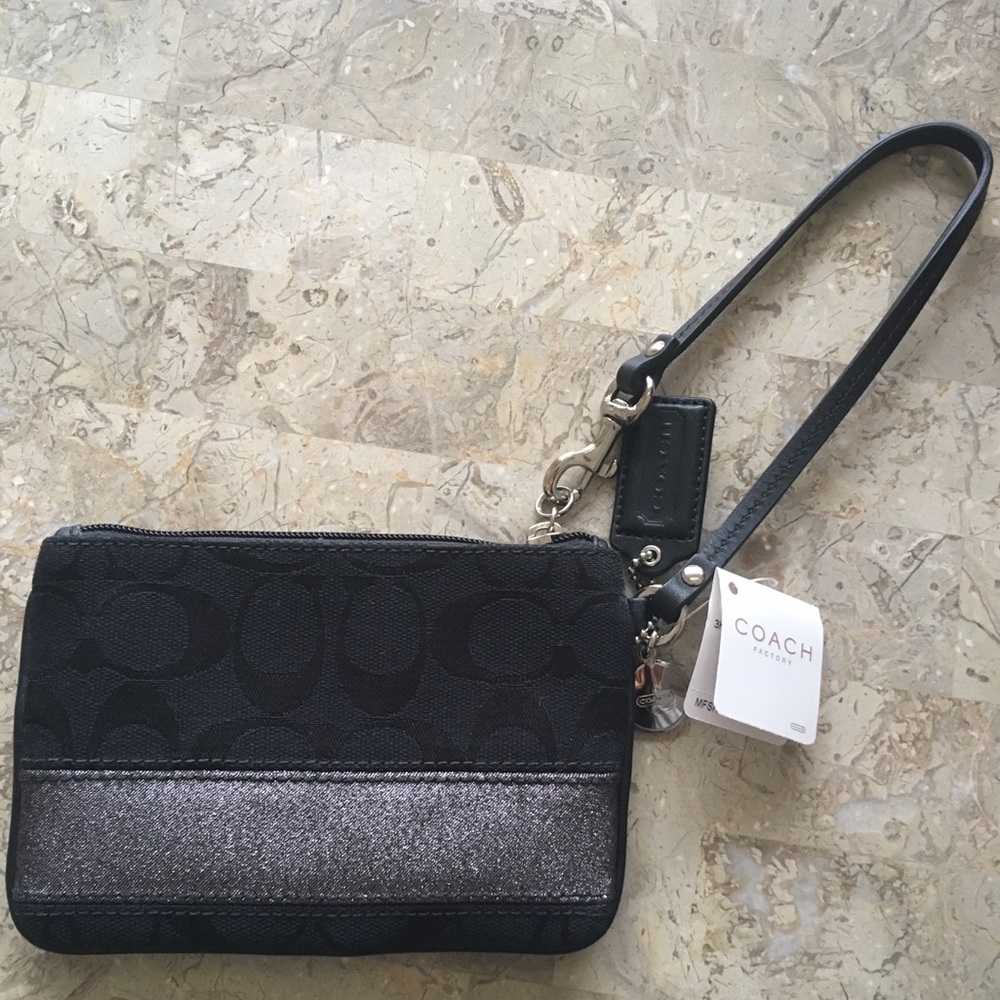 Coach Black Top Zip Wristlet